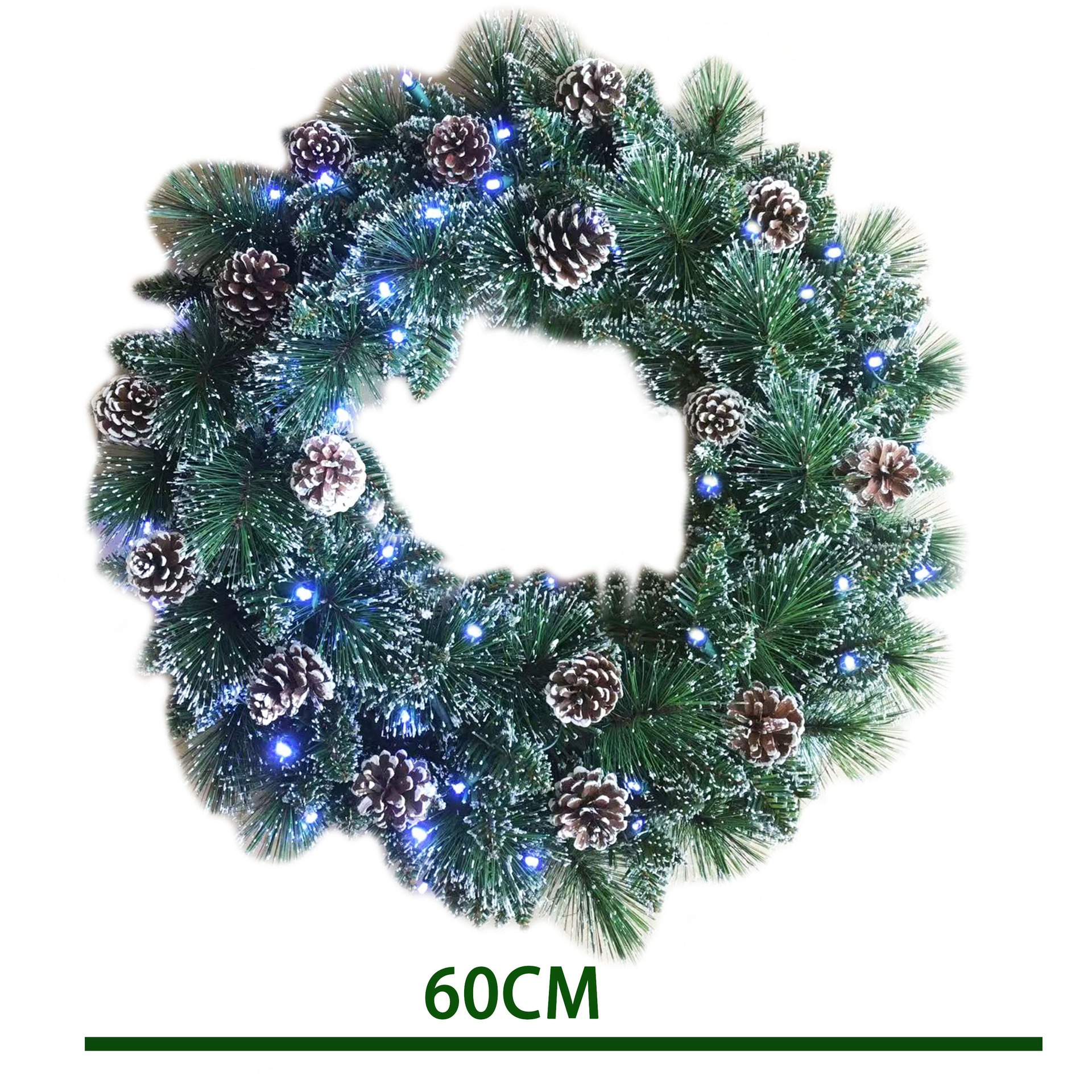 圣诞带灯装饰花环