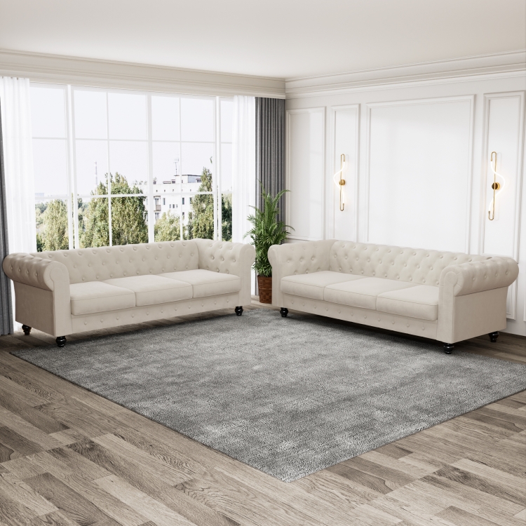 米色绒布面料客厅沙发