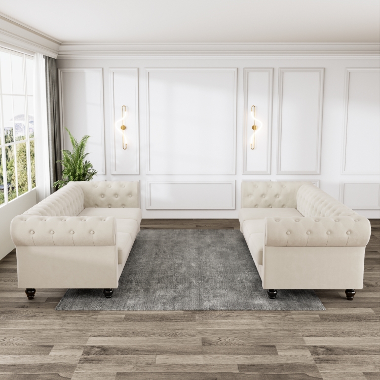 米色绒布面料客厅沙发