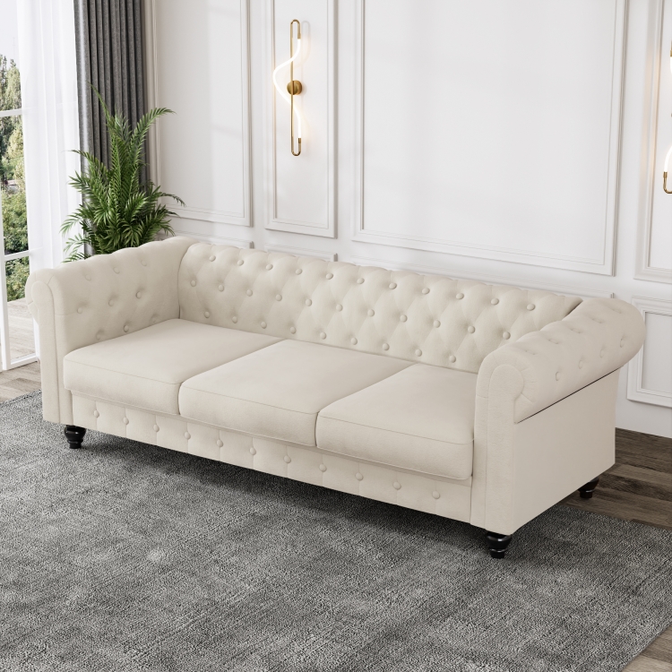 米色绒布面料客厅沙发