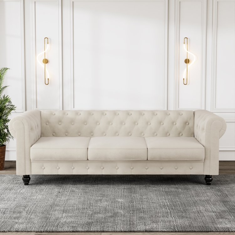 米色绒布面料客厅沙发