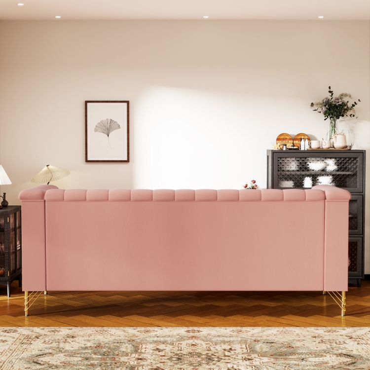 粉色绒布面料客厅沙发