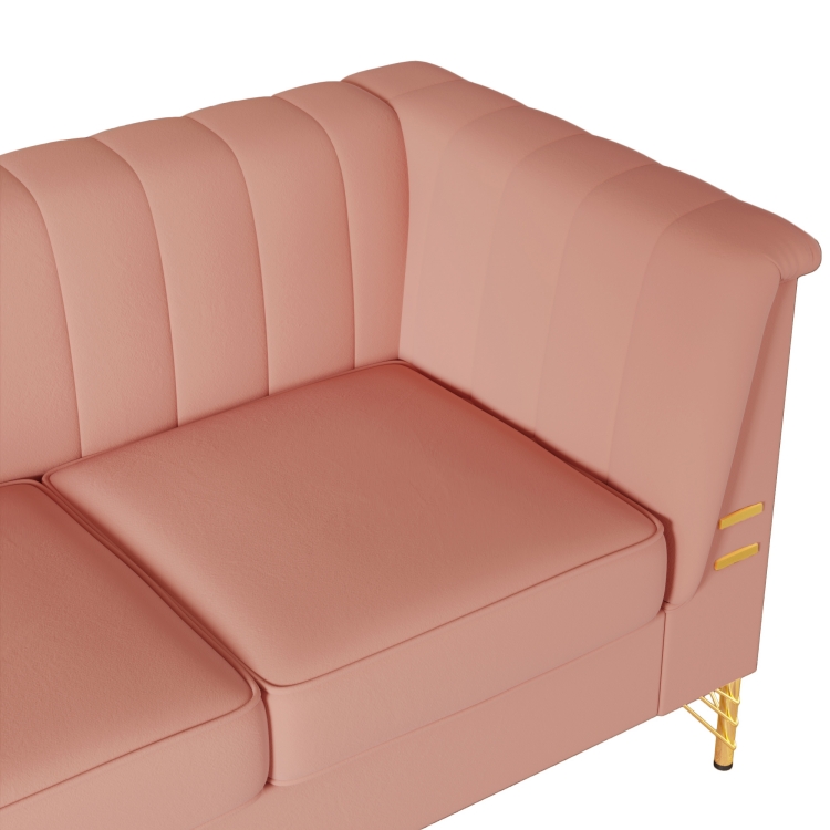 粉色绒布面料客厅沙发