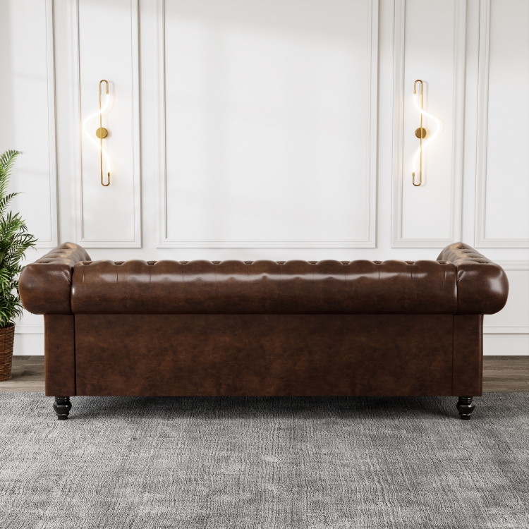 棕色PU面料客厅沙发