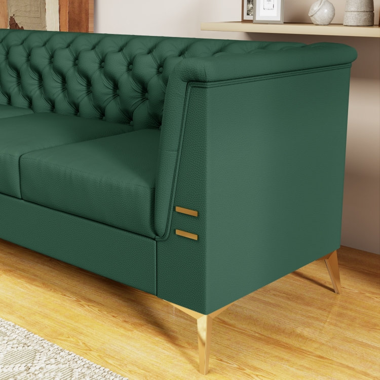 绿色PU面料客厅沙发
