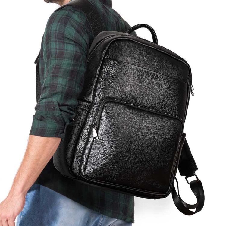 男士真皮双肩包