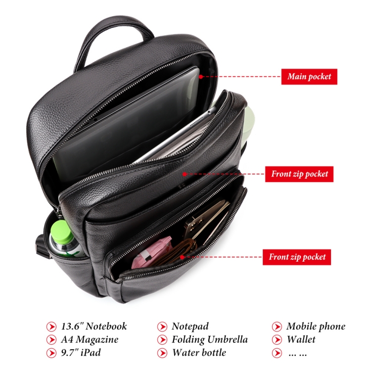 男士真皮双肩包