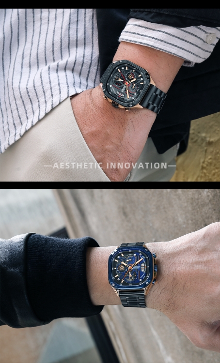 钢带日历石英手表