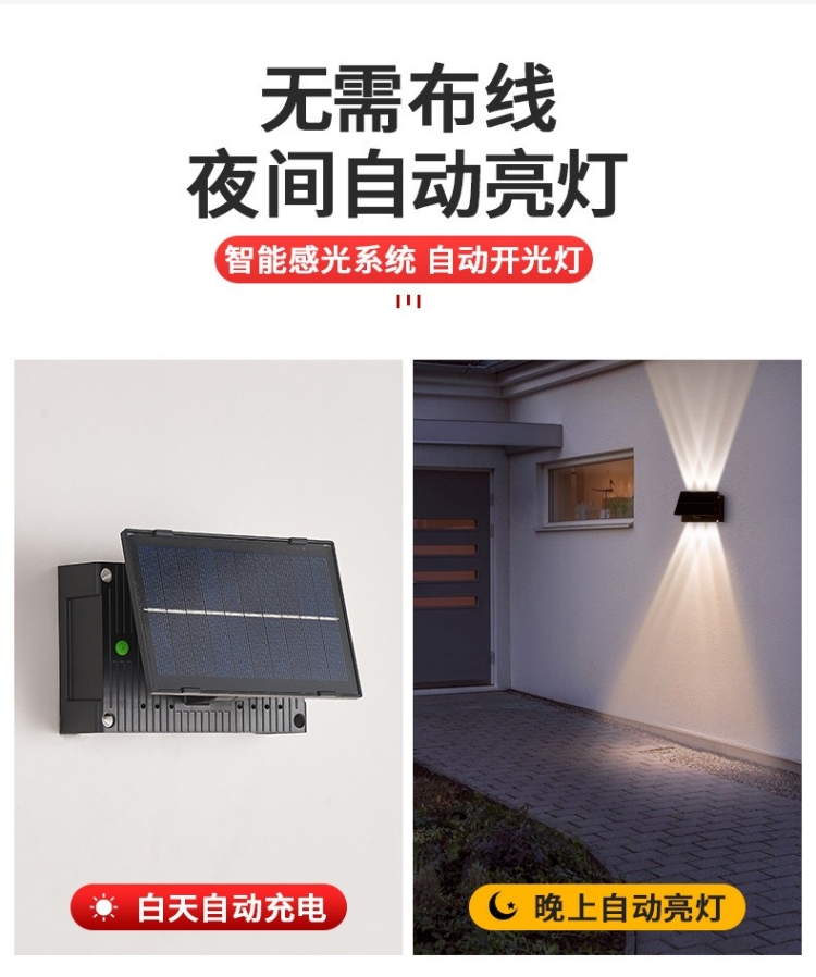 户外防水太阳能壁灯