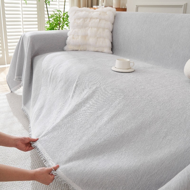 纯色雪尼尔沙发巾