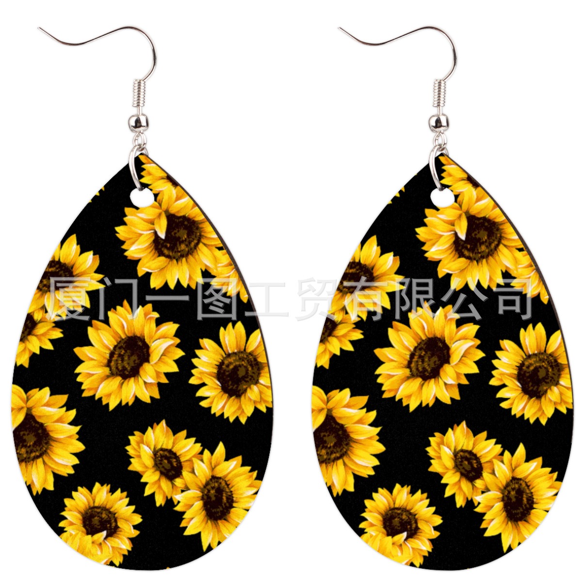 水滴形状印花耳钉