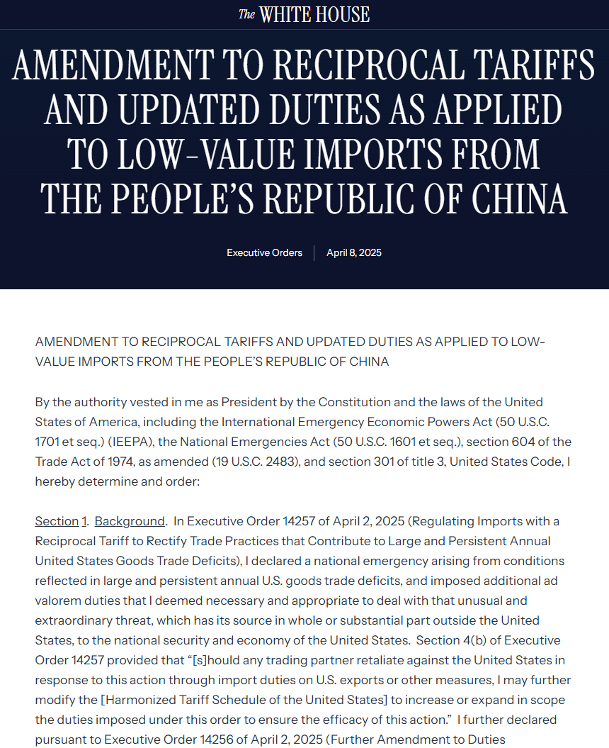 暴增!白宫宣布对中国加征关税达到104%,并正式生效! 6 暴增!白宫宣布对中国加征关税达到104%,并正式生效!