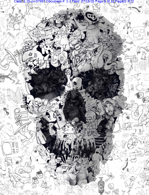 25-cv-07997，TRO新案！这5张骷髅版权画赶紧排查下架！