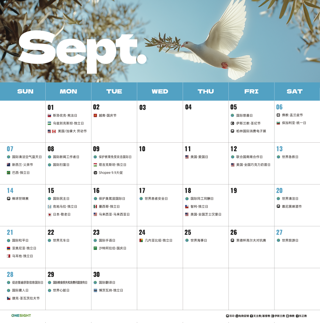 9月海外营销日历:世界旅游日,IFA,世界清洁日,国际手语日,国际慈善日... 2 9月海外营销日历:世界旅游日,IFA,世界清洁日,国际手语日,国际慈善日...