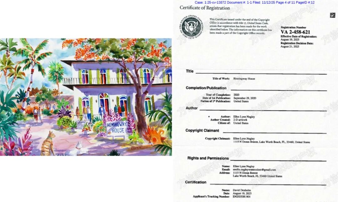 25-cv-13872,水彩花卉画成高危领域!艺术家Ellen Lynn Negley发案! 3 25-cv-13872,水彩花卉画成高危领域!艺术家Ellen Lynn Negley发案!