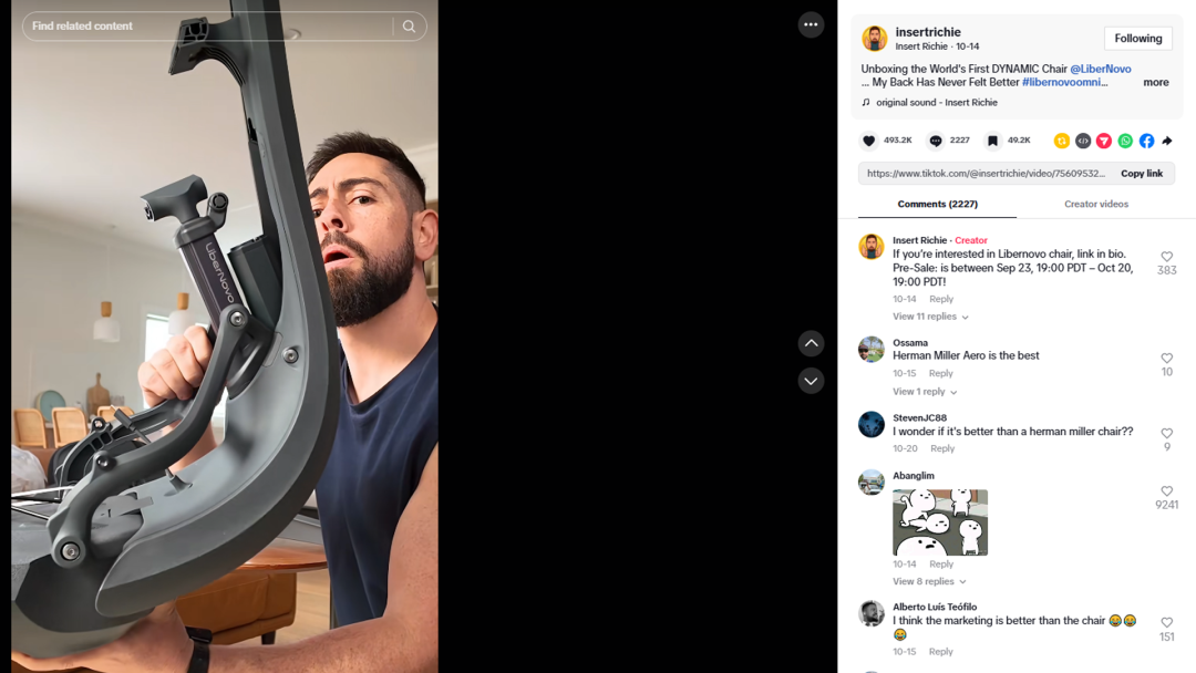 海外红人营销|众筹百万美金!前大疆高管打造“会自己动的椅子”! 11 海外红人营销|众筹百万美金!前大疆高管打造“会自己动的椅子”!