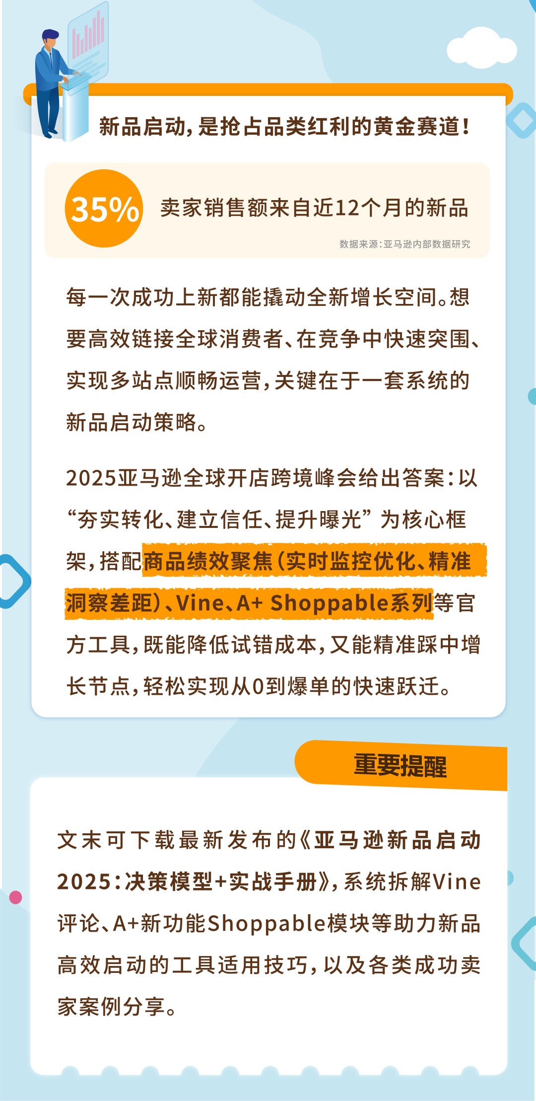 重磅!亚马逊发布全新工具——“商品绩效聚焦”,并升级Vine和A+页面 1 重磅!亚马逊发布全新工具——“商品绩效聚焦”,并升级Vine和A+页面