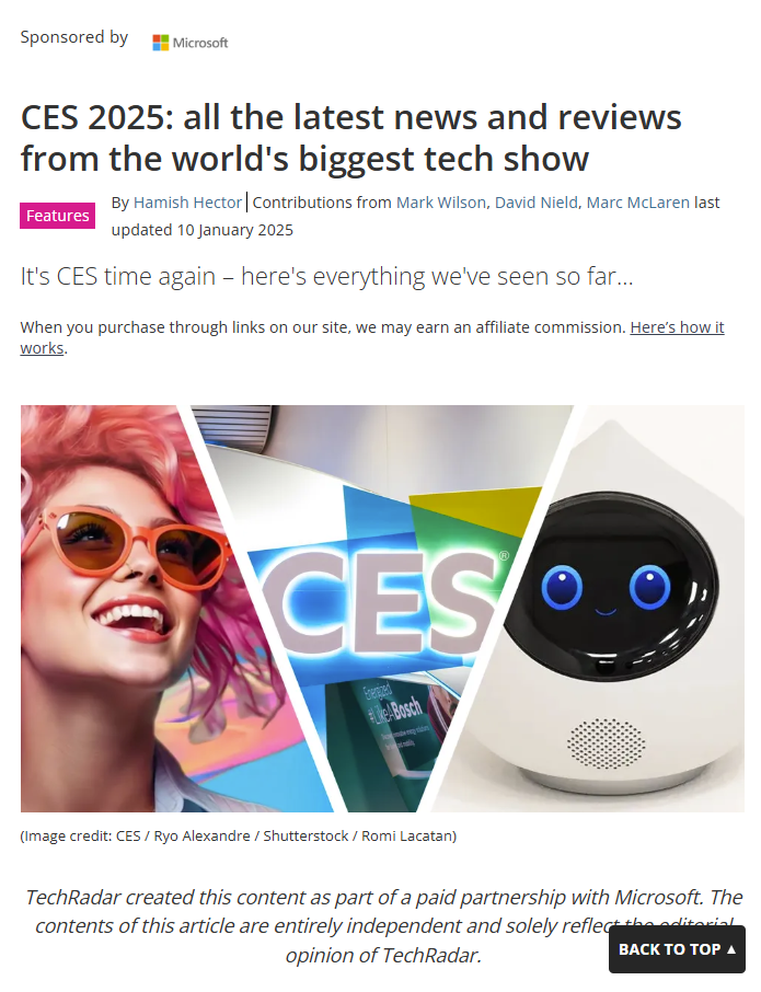 想要在CES期间登上TechRadar，有哪些必要条件？