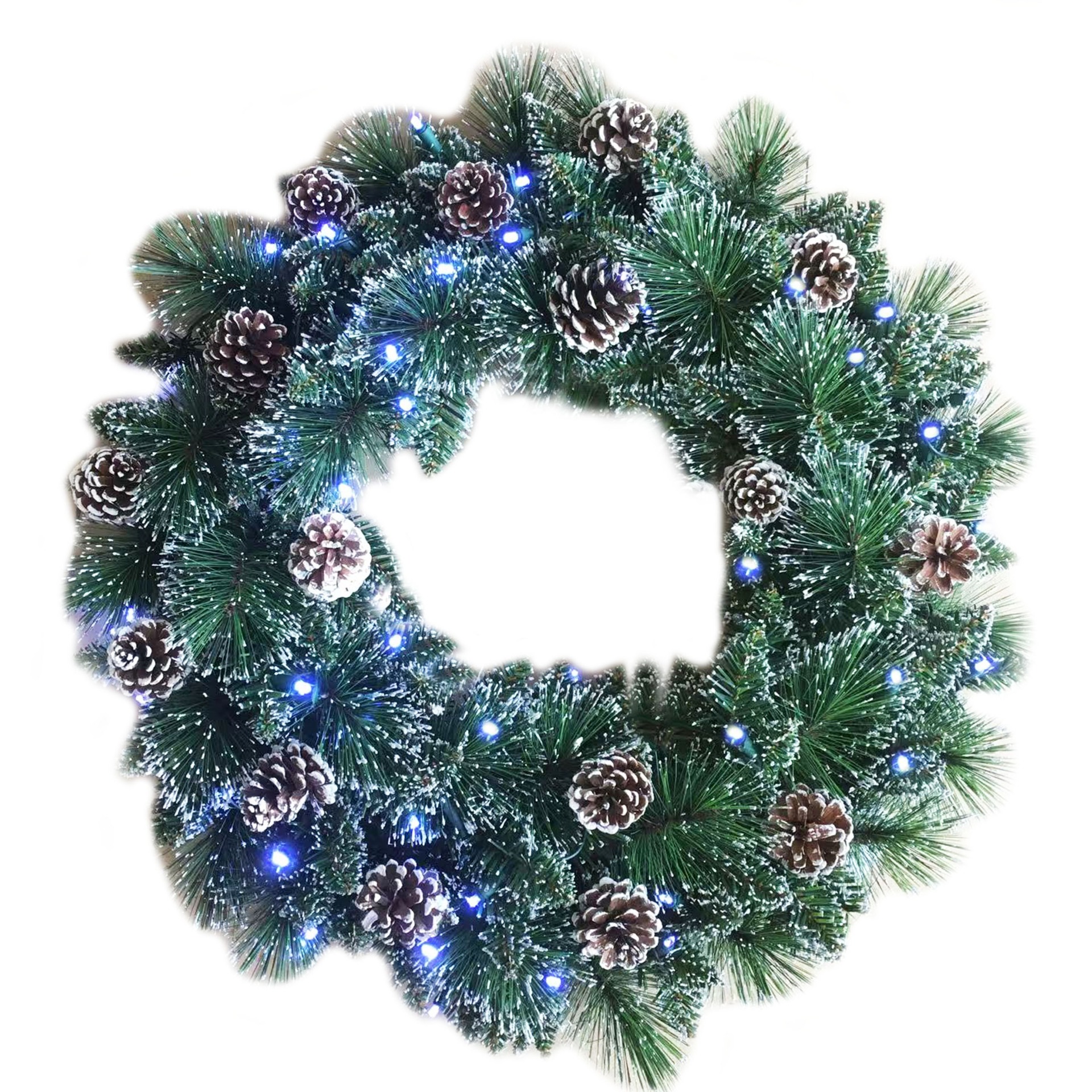 圣诞带灯装饰花环