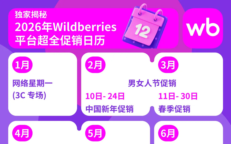 独家整理|2026年 Wildberries 全年核心促销日历