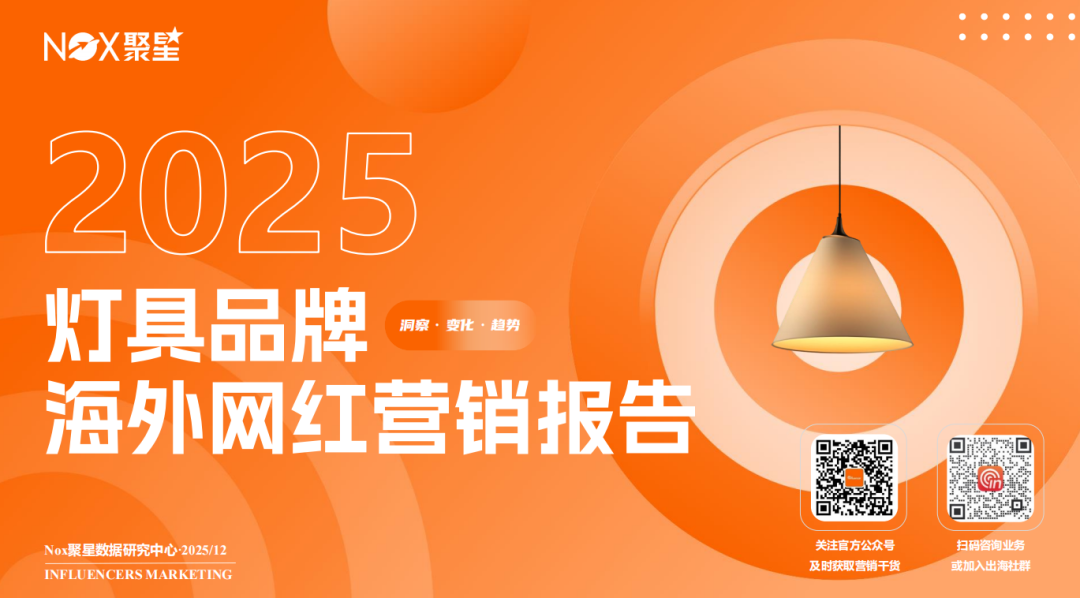 Nox聚星《2025灯具行业海外网红营销报告》：智能照明增速领跑、时尚类红人成标配、中国品牌靠 “产业带 + 网红” 出海破局