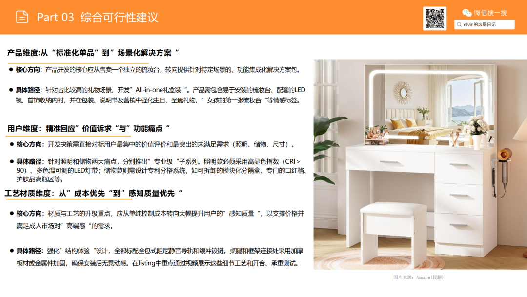 亚马逊选品日记第21期：梳妆台类目解读（从用户评论与搜索数据中发现的梳妆台产品创新方向）