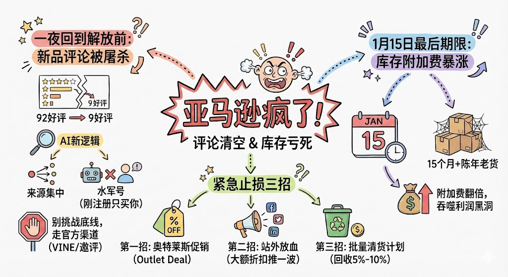 亚马逊疯了！新品评论一夜被撸空，1月15日前不处理库存要亏死！