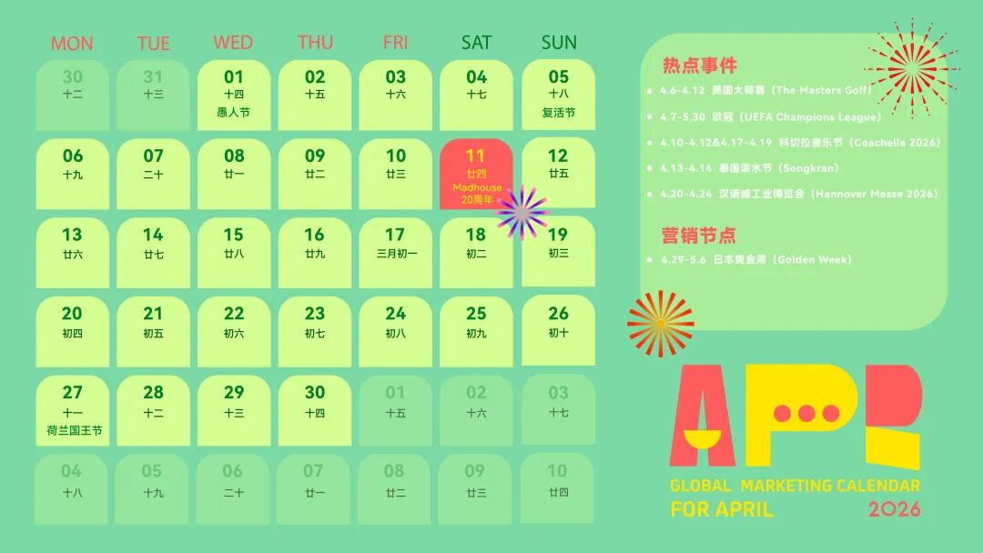 Mad独家|【2026年出海营销日历】请查收!轻松助您策马全球 8 Mad独家|【2026年出海营销日历】请查收!轻松助您策马全球
