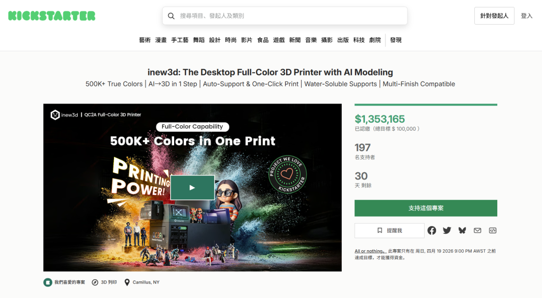 众筹上线15天狂揽135万刀，3D打印新爆款竟出自东莞玩家！