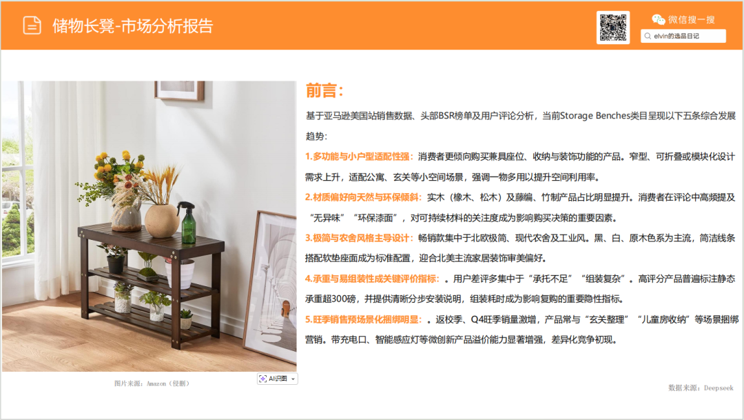 亚马逊选品日记第26期：储物长凳家具市场调研报告