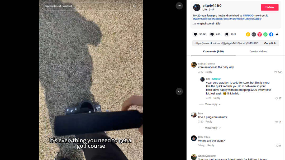 海外红人营销|一战封神！它靠“草坪打孔”在TikTok年揽320万！