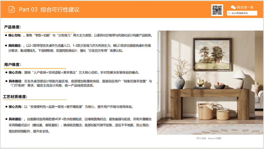 亚马逊选品日记第25期：玄关桌家具市场调研报告