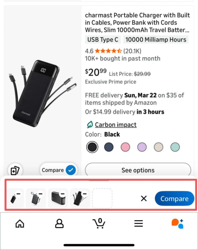 亚马逊搜索页上线AI对比按钮，旧版Listing玩法失效！