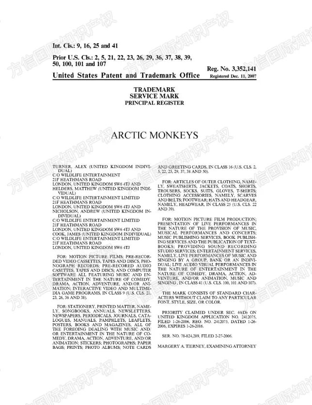 2026-cv-3580,知名乐队Arctic Monkeys发起商标维权,第9/16/25/41类卖家速查! 3 2026-cv-3580,知名乐队Arctic Monkeys发起商标维权,第9/16/25/41类卖家速查!