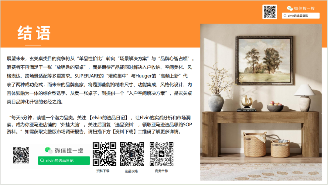 亚马逊选品日记第25期：玄关桌家具市场调研报告