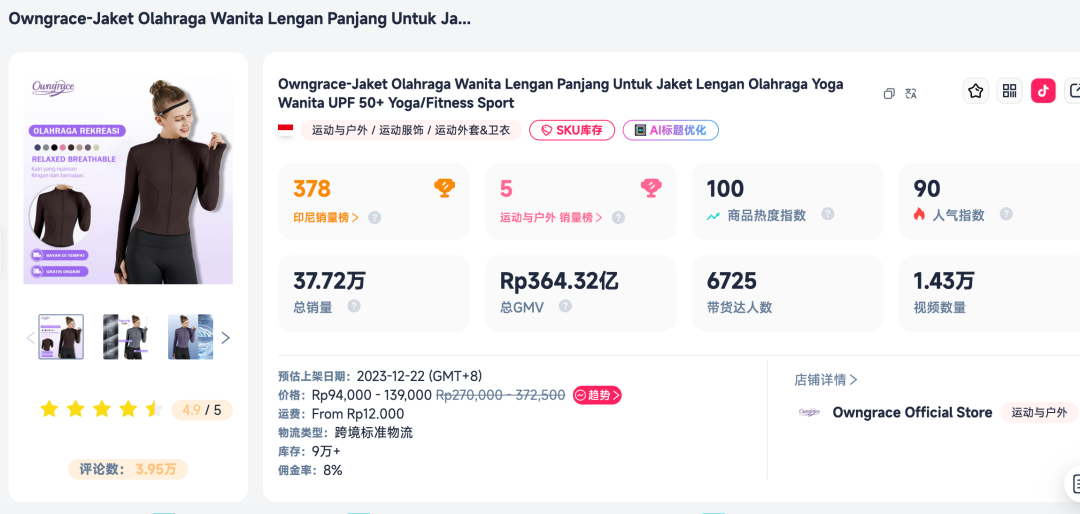 解锁印尼旱季流量密码:UPF50 + 瑜伽服爆红背后真相 3 解锁印尼旱季流量密码:UPF50 + 瑜伽服爆红背后真相