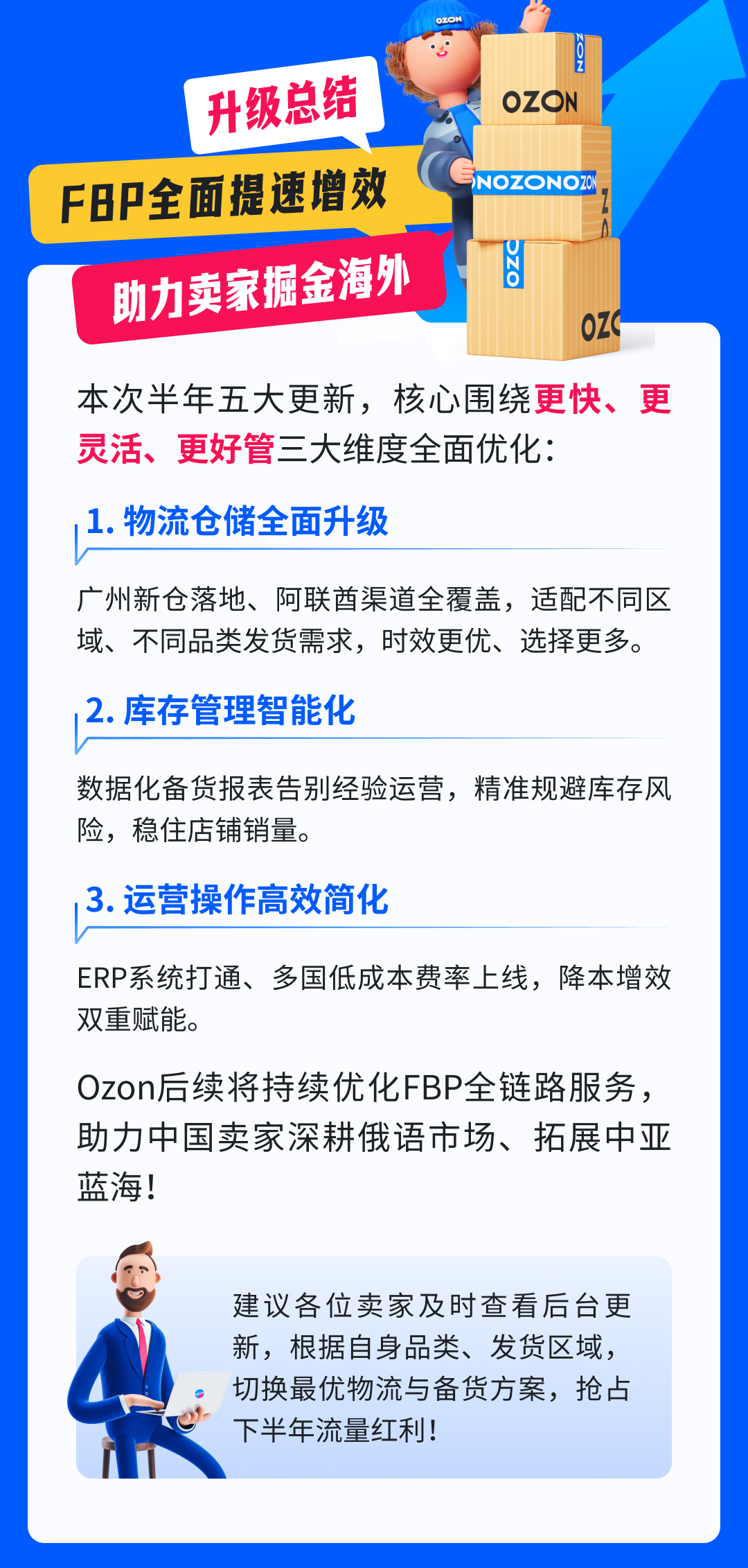Ozon FBP五大重磅更新！新仓+新渠道+新工具，发货&amp;备货效率翻倍！