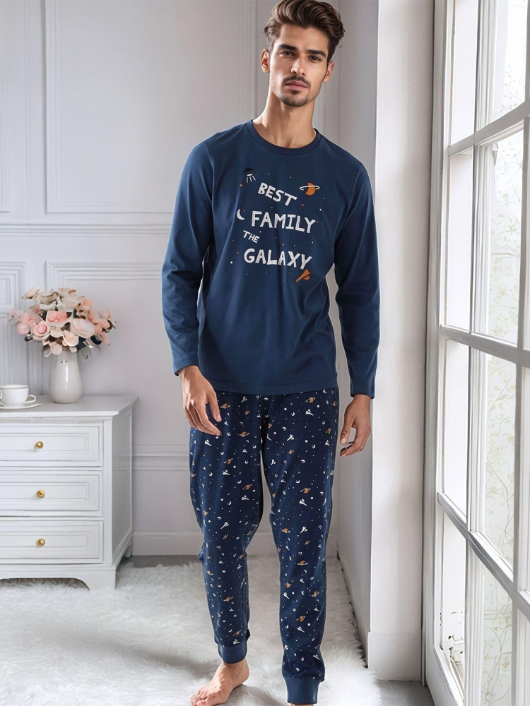 男士星空长袖睡衣套装