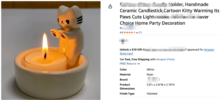 2026-cv-06823，Portavelas Gatito猫咪烛台版权发案！整体造型相似将被追责！