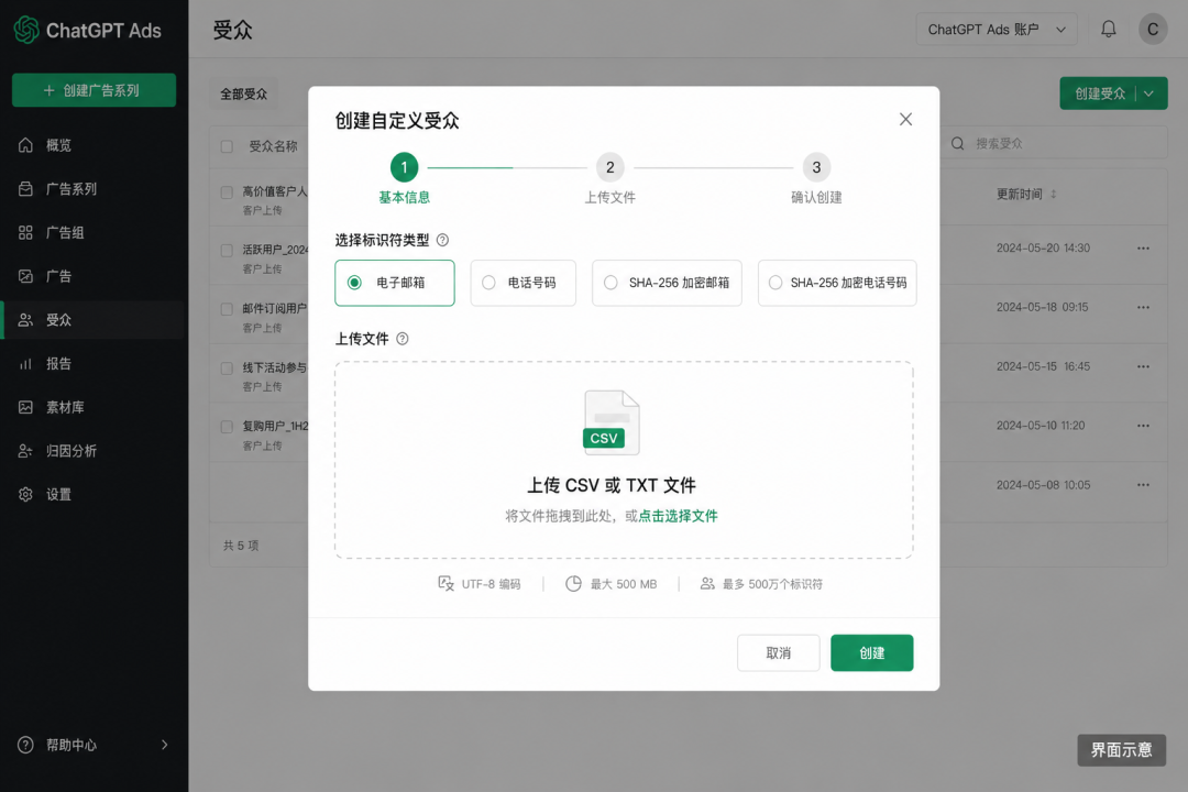 受众人数不足怎么办？ChatGPT Ads名单上传规则看这里