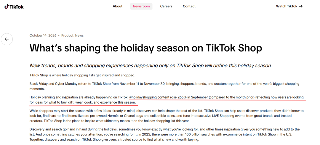 黑五还没到,TikTok节日购物内容先涨263%,海外品牌已在抢Q4了 2 黑五还没到,TikTok节日购物内容先涨263%,海外品牌已在抢Q4了